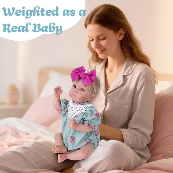 20 Inches Rose Red Realistic Newborn Soft Cloth Body Doll And Feeding Set - Picture 5 of 7